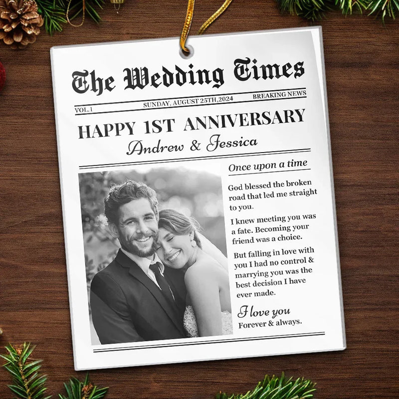 Custom Photo The Wedding Times - Couple Personalized Custom Ornament - Acrylic Custom Shaped - Christmas Gift For Husband Wife, Anniversary, First Christmas