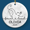 Forever Loved - Memorial Personalized Custom Ornament - Ceramic Round Shaped - Sympathy Gift, Christmas Gift For Pet Owners, Pet Lovers