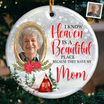Custom Photo Memorial Mom Christmas Gift - Personalized Ceramic Ornament