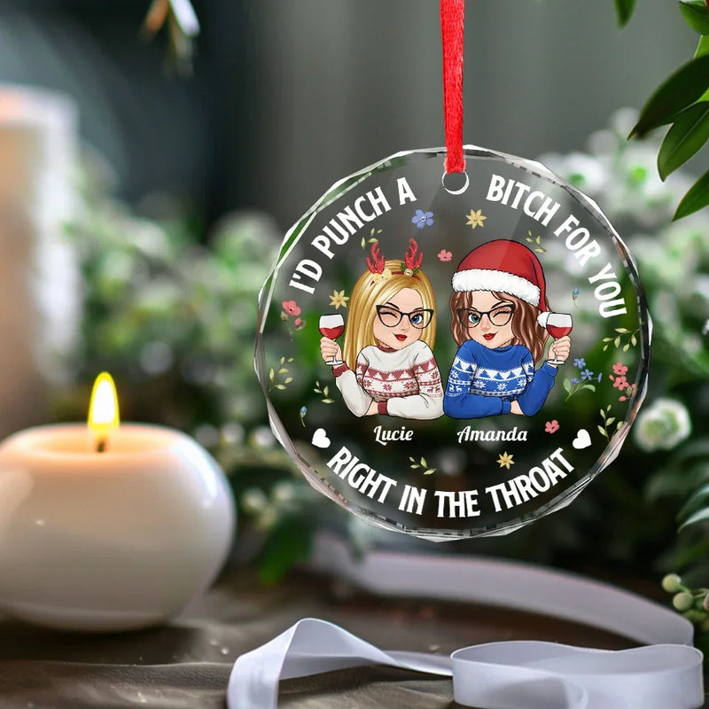 Besties Make Life Sweeter - Bestie Personalized Custom Circle Glass Ornament - Christmas Gift For Best Friends, BFF, Sisters