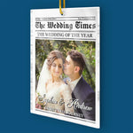 Custom Photo Wedding Newspaper Gifts for Couples - Personalized Ornament