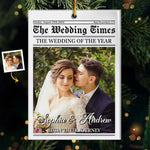 Custom Photo Wedding Newspaper Gifts for Couples - Personalized Ornament