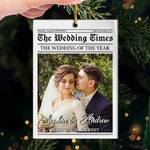 Custom Photo Wedding Newspaper Gifts for Couples - Personalized Ornament