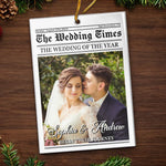 Custom Photo Wedding Newspaper Gifts for Couples - Personalized Ornament