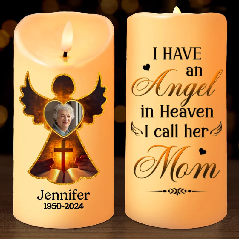 Custom Photo I May Not See You, But I Know I Have An Angel In Heaven Watching Over Me - Memorial Personalized Custom LED Candle - Sympathy Gift, Christmas Gift For Family Members