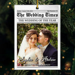 Custom Photo Wedding Newspaper Gifts for Couples - Personalized Ornament