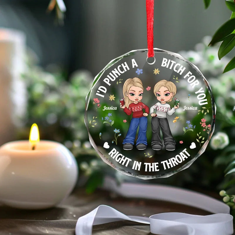 Real Friends Are The Ones You Can Count On No Matter What - Bestie Personalized Custom Circle Glass Ornament - Christmas Gift For Best Friends, BFF, Sisters