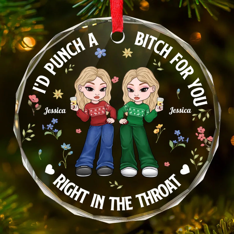 Real Friends Are The Ones You Can Count On No Matter What - Bestie Personalized Custom Circle Glass Ornament - Christmas Gift For Best Friends, BFF, Sisters