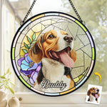 Custom Photo Forever In My Heart, You Will Always Be My Friend - Memorial Personalized Custom Stained Glass Window Hanging Suncatcher - Sympathy Gift For Pet Owners, Pet Lovers