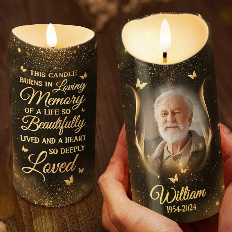 Custom Photo Love Is A Light That Never Dims - Memorial Personalized Custom LED Candle - Sympathy Gift, Christmas Gift For Family Members