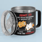 Keep Calm And Rub The Belly - Dog & Cat Personalized Custom 14oz Stainless Steel Tumbler With Handle - Christmas Gift For Pet Owners, Pet Lovers