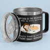 My Pets Are The Reason I Wake Up Every Morning - Dog & Cat Personalized Custom 14oz Stainless Steel Tumbler With Handle - Christmas Gift For Pet Owners, Pet Lovers