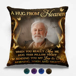 Custom Photo A Hug From Heaven - Memorial Personalized Custom Pillow - Sympathy Gift, Christmas Gift For Family Members