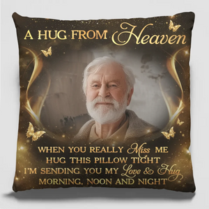 Custom Photo A Hug From Heaven - Memorial Personalized Custom Pillow - Sympathy Gift, Christmas Gift For Family Members