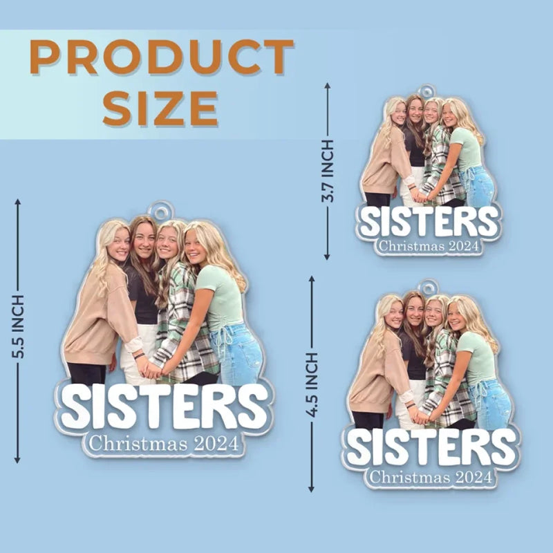 Custom Photo No Matter The Distance, Family Always Stays Connected - Family Personalized Custom Ornament - Acrylic Custom Shaped - Christmas Gift For Family Members, Siblings, Brothers, Sisters