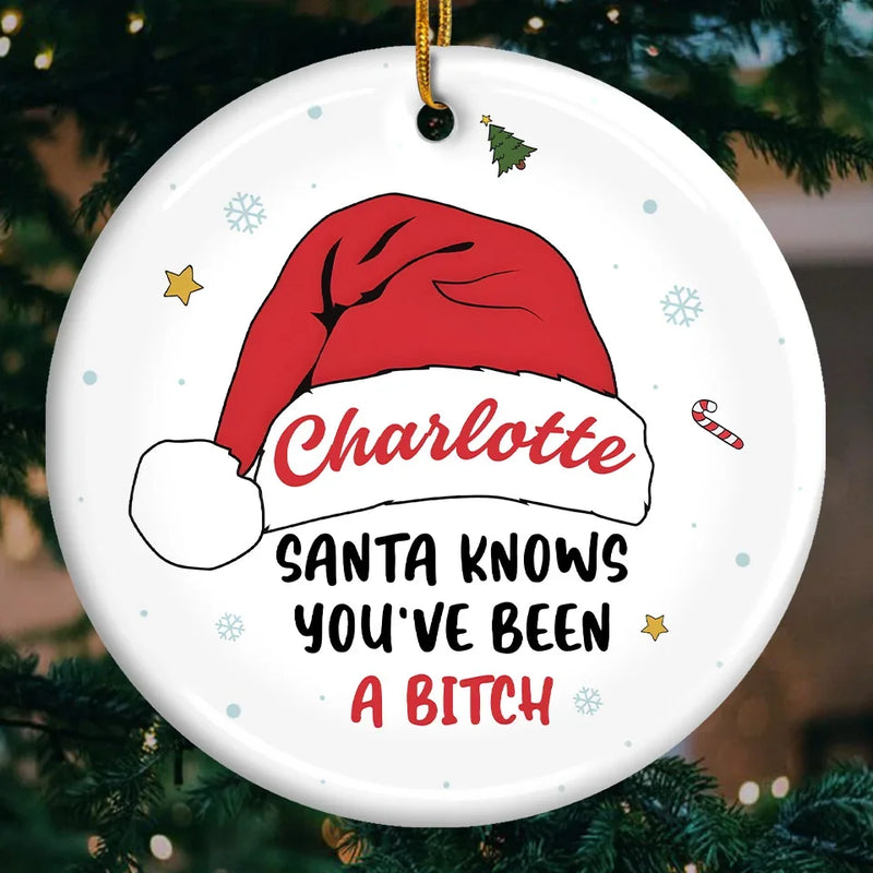 Santa Knows What’s On Your Mind, But I Know What’s In Your Heart - Friend Personalized Custom Ornament - Ceramic Round Shaped - Christmas Gift For Best Friends, Sisters, Family Members, Coworkers
