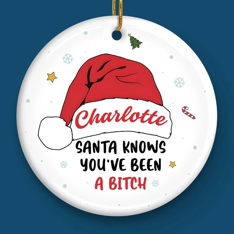 Santa Knows What’s On Your Mind, But I Know What’s In Your Heart - Friend Personalized Custom Ornament - Ceramic Round Shaped - Christmas Gift For Best Friends, Sisters, Family Members, Coworkers