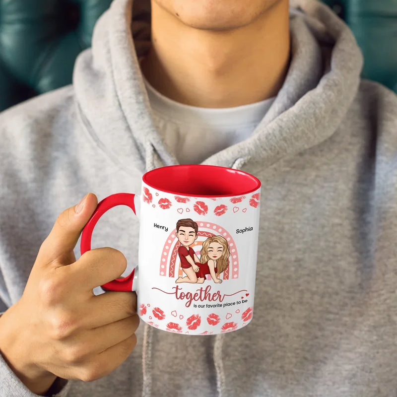 Together Is Our Favorite Place To Be -  Couple Personalized Custom Accent Mug - Christmas Gift For Husband Wife, Anniversary