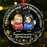 Custom Name Best Friend Christmas Gifts for Women - Personalized Glass Ornament