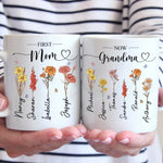Custom Name First Mom Now Grandma Gifts - Personalized Mugs