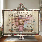 My Happy Place Is Between The Pages Of A Book - Personalized Custom Snuggle Blanket, Hoodie Blanket - Christmas Gift For Book Lovers