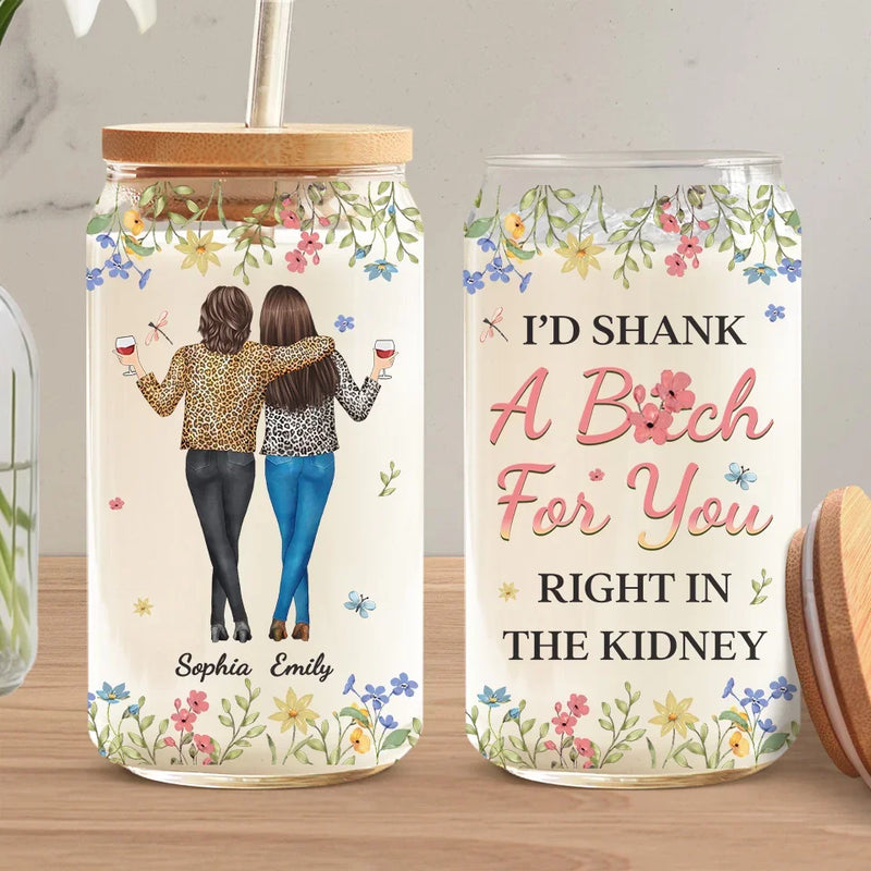Partners In Crime And Everything Fine - Bestie Personalized Custom Glass Cup, Iced Coffee Cup - Christmas Gift For Best Friends, BFF, Sisters