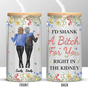 Partners In Crime And Everything Fine - Bestie Personalized Custom Glass Cup, Iced Coffee Cup - Christmas Gift For Best Friends, BFF, Sisters