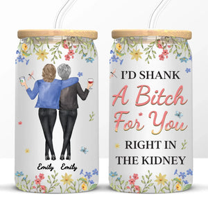 Partners In Crime And Everything Fine - Bestie Personalized Custom Glass Cup, Iced Coffee Cup - Christmas Gift For Best Friends, BFF, Sisters