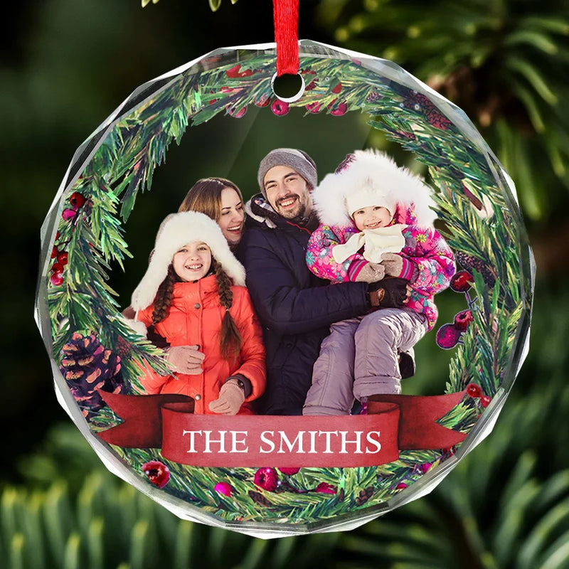Custom Photo My Favorite Part Of Christmas Is Family - Family Personalized Custom Circle Glass Ornament - Christmas Gift For Family Members