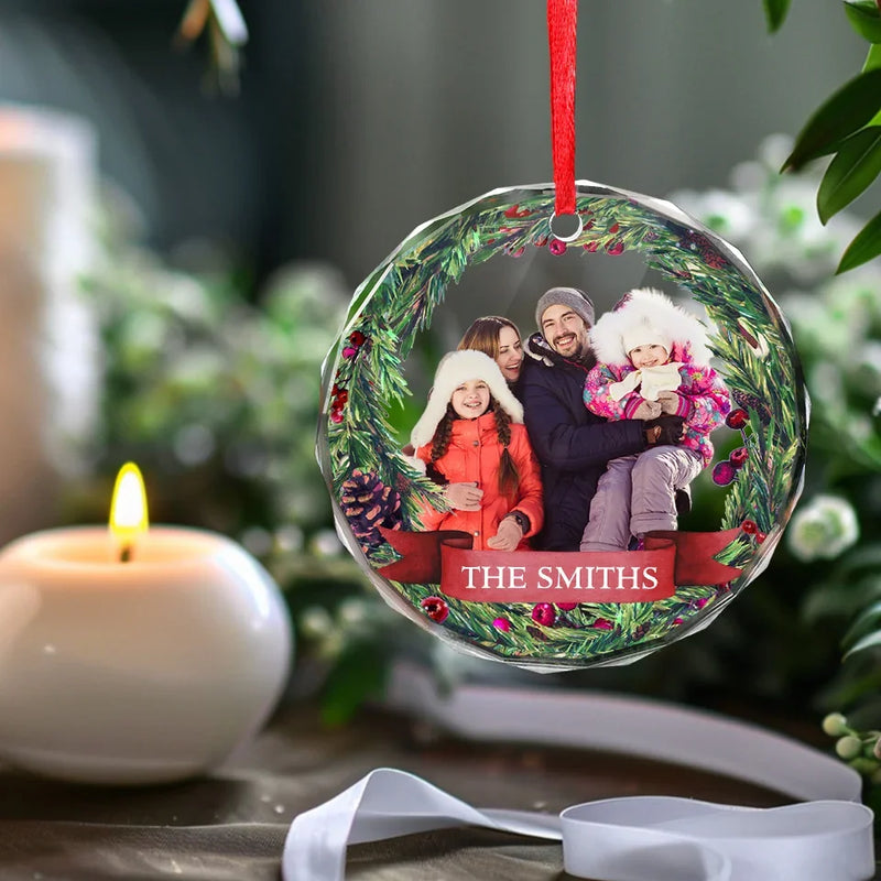 Custom Photo My Favorite Part Of Christmas Is Family - Family Personalized Custom Circle Glass Ornament - Christmas Gift For Family Members
