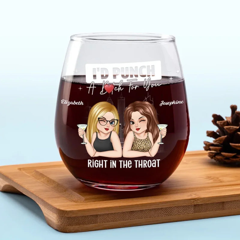 We Laugh Louder Together - Bestie Personalized Custom Wine Glass - Christmas Gift For Best Friends, BFF, Sisters