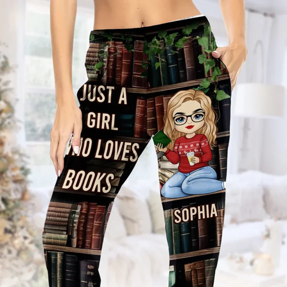 Pyjama Pantalon Femme « Just A Girl Who Like Books » – Pour Les Amatrices De Lecture – Confortable Et Personnalisable
