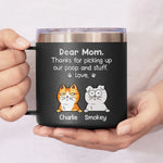 Thanks For Being Our Human Servant - Dog Personalized Custom 14oz Stainless Steel Tumbler With Handle - Gift For Pet Owners, Pet Lovers