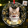Custom Photo Happiness Is A Purring Kitty - Dog & Cat Personalized Custom Circle Glass Ornament - Christmas Gift For Pet Owners, Pet Lovers