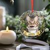 Custom Photo Happiness Is A Purring Kitty - Dog & Cat Personalized Custom Circle Glass Ornament - Christmas Gift For Pet Owners, Pet Lovers