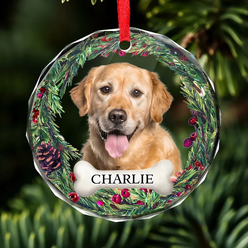 Memorial Personalized Custom Circle Glass Ornament - New Arrival, Christmas Gift, Sympathy Gift For Pet Owners, Pet Lovers AMZ