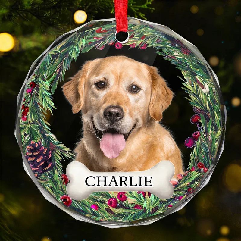 Memorial Personalized Custom Circle Glass Ornament - New Arrival, Christmas Gift, Sympathy Gift For Pet Owners, Pet Lovers AMZ