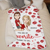 Our Hearts Speak The Same Language - Couple Personalized Custom Blanket - Christmas Gift For Husband Wife, Anniversary