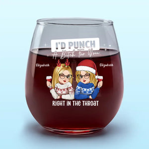 We Laugh Louder Together - Bestie Personalized Custom Wine Glass - Christmas Gift For Best Friends, BFF, Sisters