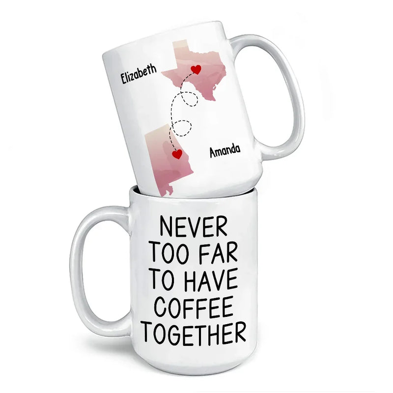 Together In Spirit, Even With A Drink Apart - Bestie Personalized Custom Mug - Christmas Gift For Best Friends, BFF, Sisters