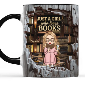 Just A Girl Who Loves Books - Personalized Custom Accent Mug -  Christmas Gift For Book Lovers