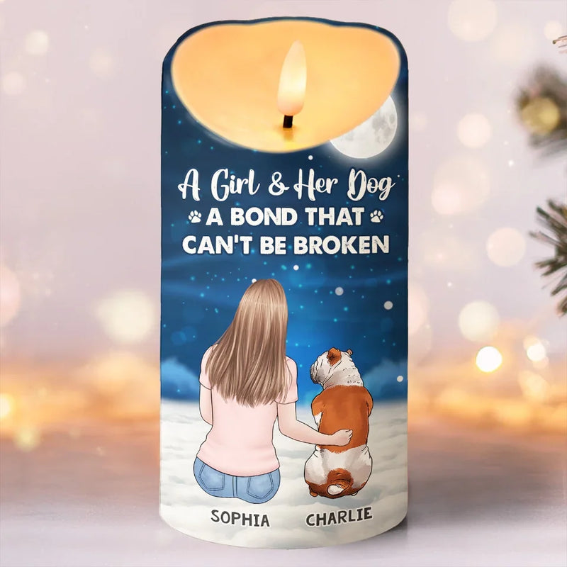A Bond That Can't Be Broken - Memorial Personalized Custom LED Candle - Sympathy Gift, Christmas Gift For Pet Owners, Pet Lovers