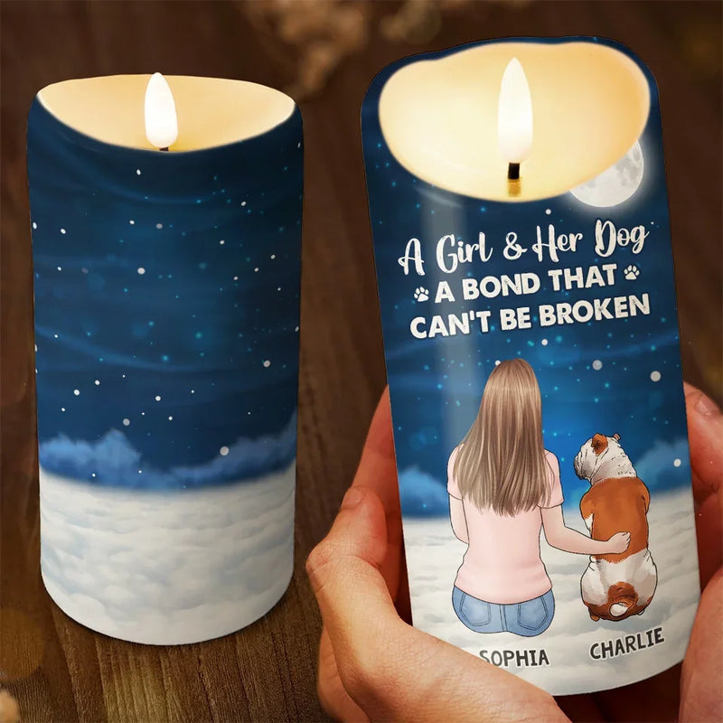 A Bond That Can't Be Broken - Memorial Personalized Custom LED Candle - Sympathy Gift, Christmas Gift For Pet Owners, Pet Lovers