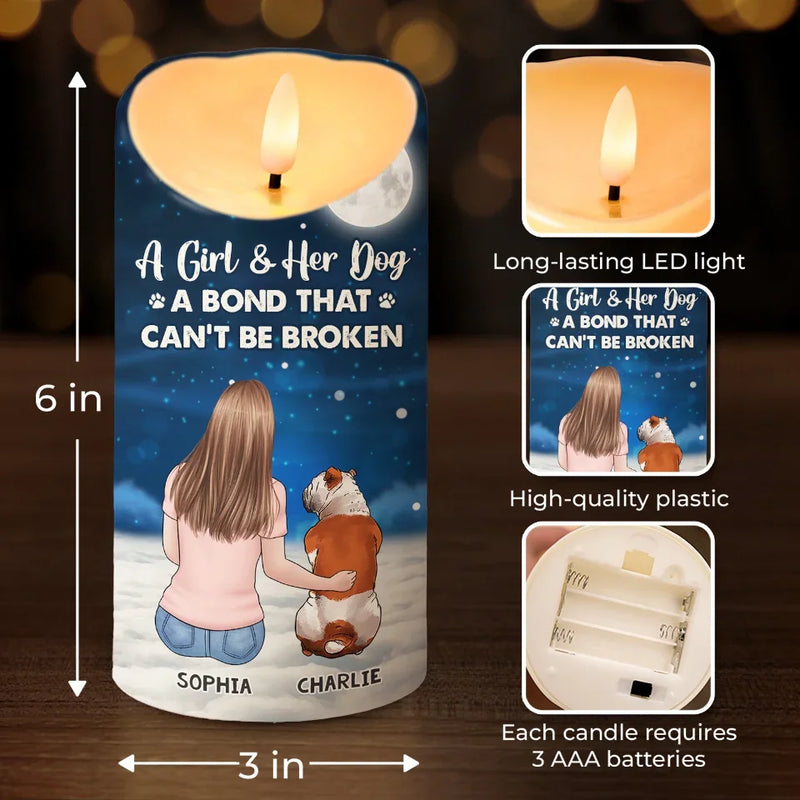 A Bond That Can't Be Broken - Memorial Personalized Custom LED Candle - Sympathy Gift, Christmas Gift For Pet Owners, Pet Lovers