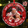 Custom Photo Family Is Where Life Begins And Love Never Ends - Family Personalized Custom Circle Glass Ornament - Christmas Gift For Family Members, First Christmas