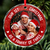 Custom Photo Family Is Where Life Begins And Love Never Ends - Family Personalized Custom Circle Glass Ornament - Christmas Gift For Family Members, First Christmas