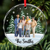 Custom Photo The Joy Of Christmas Is Found In Family - Family Personalized Custom Circle Glass Ornament - Christmas Gift For Family Members