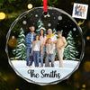Custom Photo The Joy Of Christmas Is Found In Family - Family Personalized Custom Circle Glass Ornament - Christmas Gift For Family Members