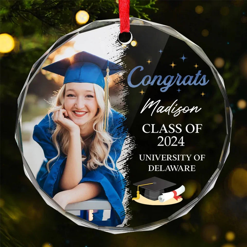 Custom Photo Chasing Dreams, Achieving Greatness - Family Personalized Custom Circle Glass Ornament - Christmas Gift, Graduation Gift For Family Members, Siblings, Brothers, Sisters