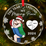 I Found My Missing Piece - Couple Personalized Custom Circle Glass Ornament - Christmas Gift For Husband Wife, Anniversary